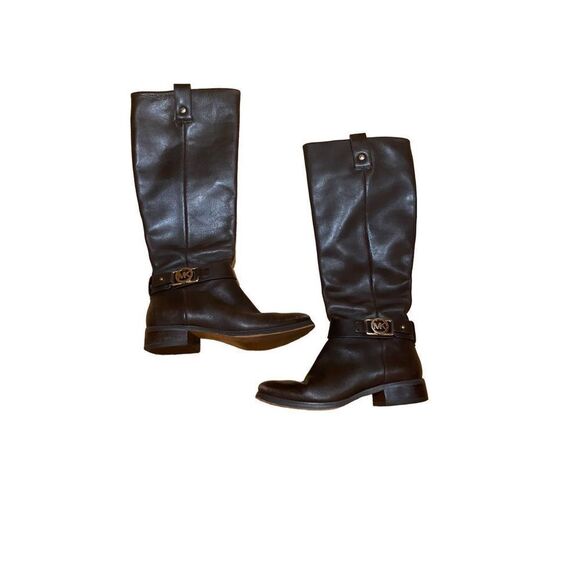 Michael Kors Brown Leather Charm Riding Boots size 5 - Picture 1 of 8